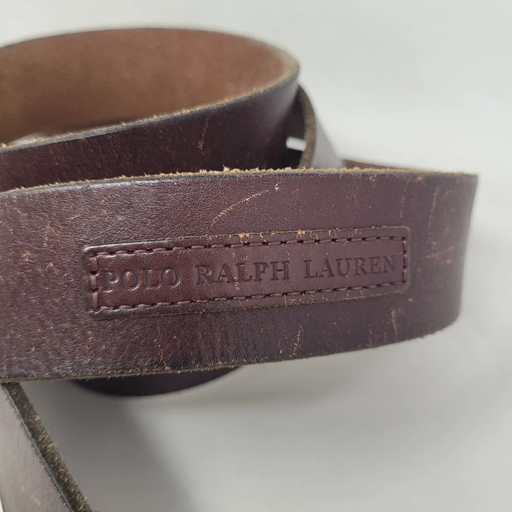 Polo Ralph Lauren Belt 48 Brown Leather Preppy Heritage Casual Everyday Cowboy
